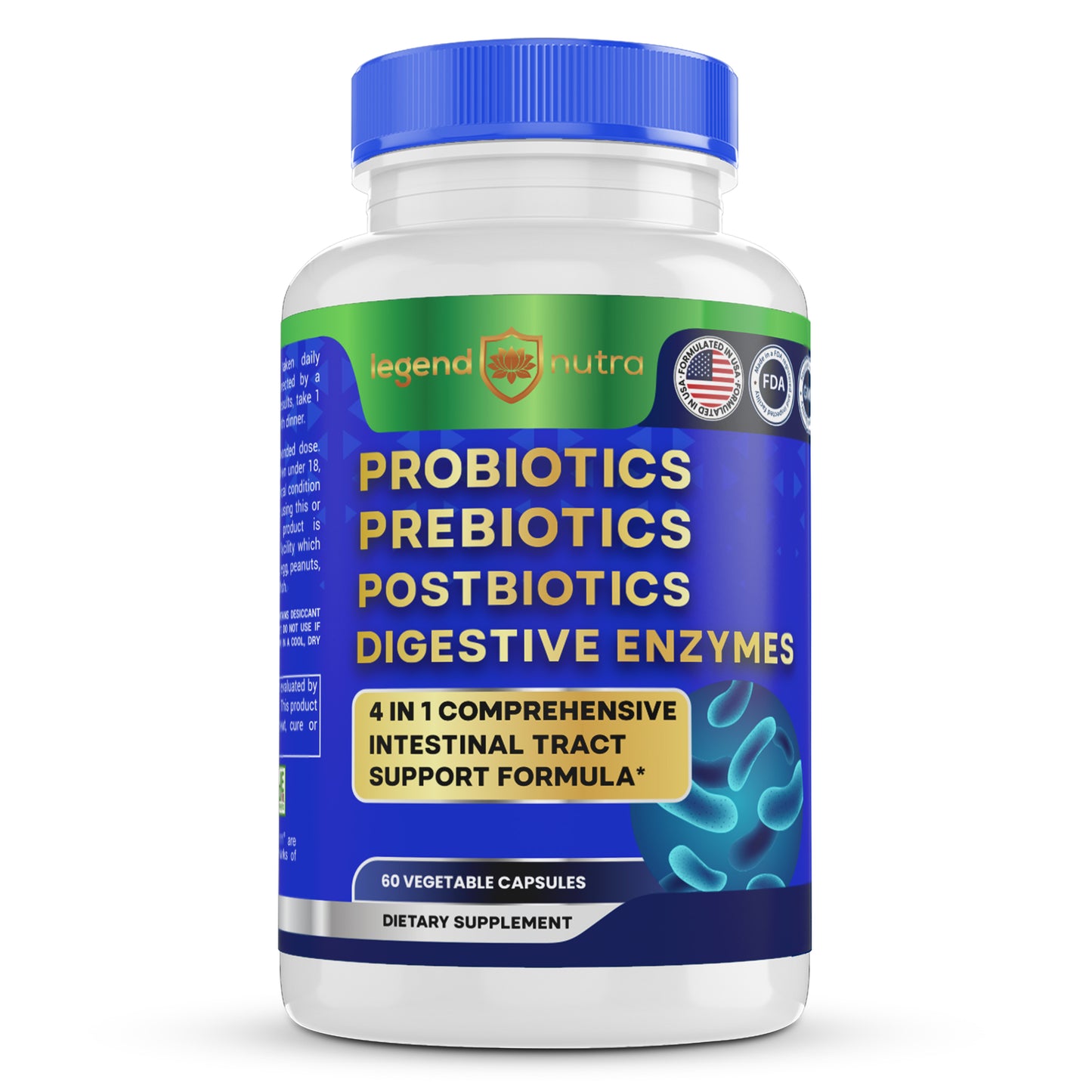 4 in 1 Formula Probiotics Prebiotics Postbiotics Digestive Enzymes Supplement for Digestive and Gut Health